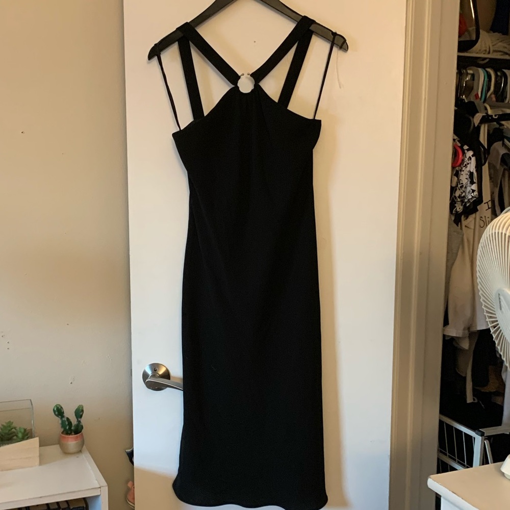 cocktail dress with silver ring detail in front